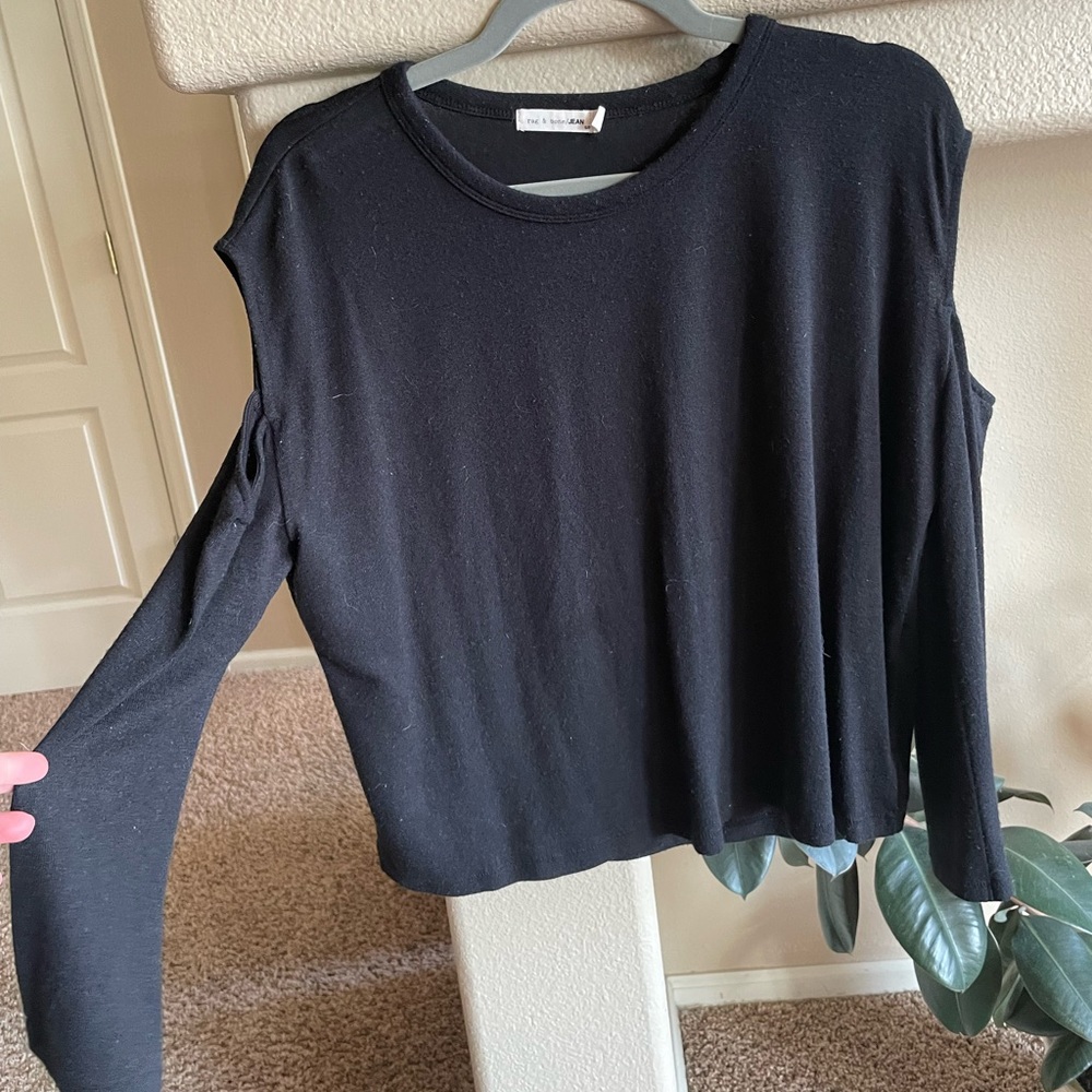 Rag and bone open shoulder sweater shirt
